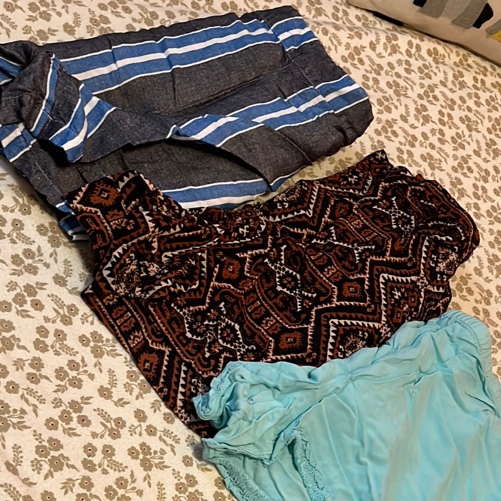 Patterned Swimsuit with Blue Bottoms